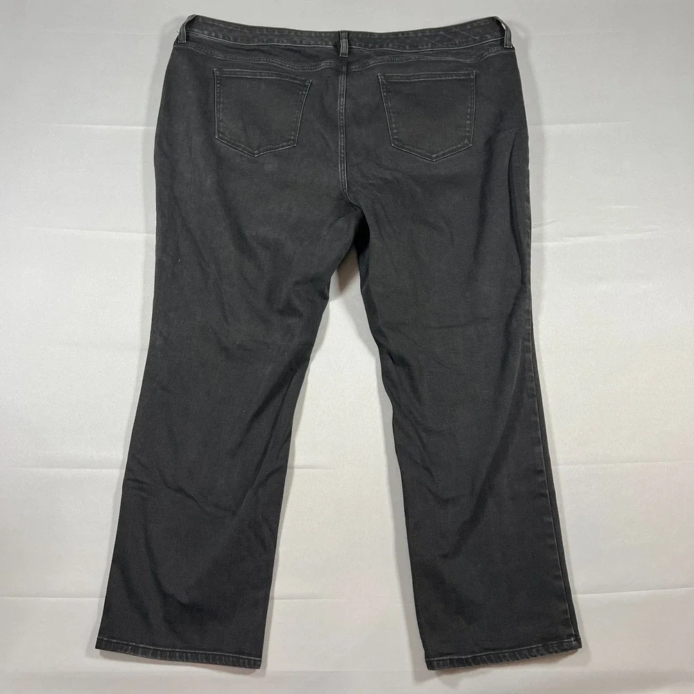 St John's Bay Jeans Womens 24W Black Denim Cotton Stretch High Rise Straight Leg